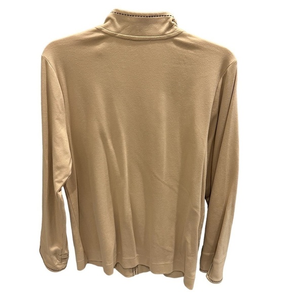 Bechamel Women’s Zip Up Cardigan Tan with Black Stitching Activewear - Picture 2 of 3